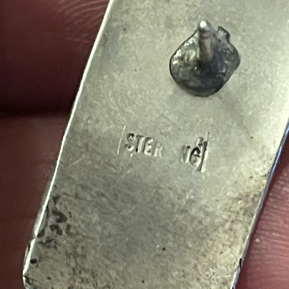 Sterling And Pearl Rectangular Earrings - image 8